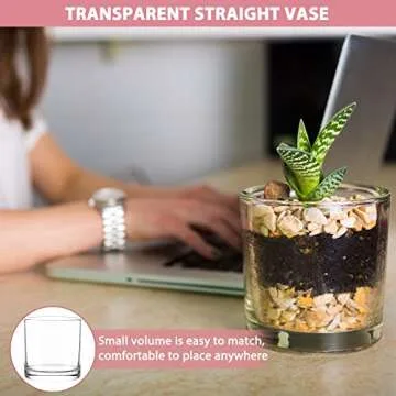 4 x 4 Inch Cylinder Vase,Set of 6 Small Glass Vases for Table Centerpieces,Clear Flower Vases,Decorative Glass Vase for Home Decor,Candle Holder,Wedding Favors(4" W X 4" H)