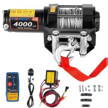 CXRCY 12V 4000 lbs Electric Winch Kits with 3/16"(4.7mm) Diameter x 32.8'(10m) Length Steel Rope ATV...