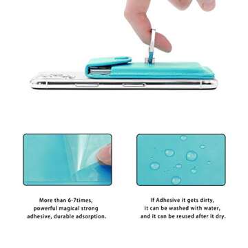 YUNCE Cell Phone RFID Ring Stand Stick on Wallet for Back of Phone for iPhone Android and All Smartphones Adhesive Credit Card Holder for Cell Phone-Green