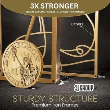 Stylish XL Gold Metal Wall Art Set - Easy to Install