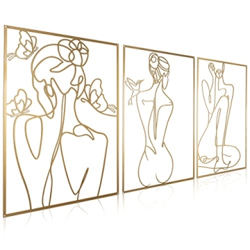 Stylish XL Gold Metal Wall Art Set - Easy to Install