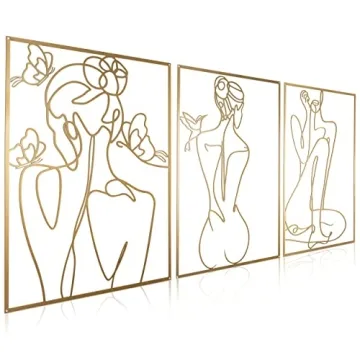 Stylish XL Gold Metal Wall Art Set - Easy to Install