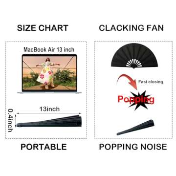 Stylish 13-Inch Large Rave Fan for Line Dancing