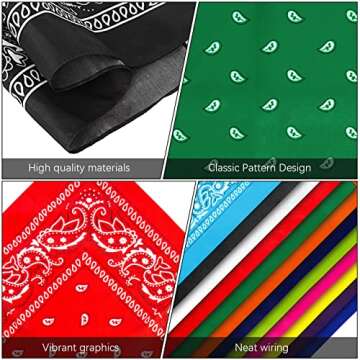 Vibrant Multicolor Bandanas for All Occasions - 12 Pack