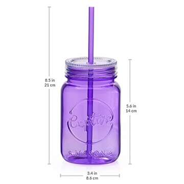 Cupture Acrylic Mason Jar Tumblers - 6 Pack (20 oz)