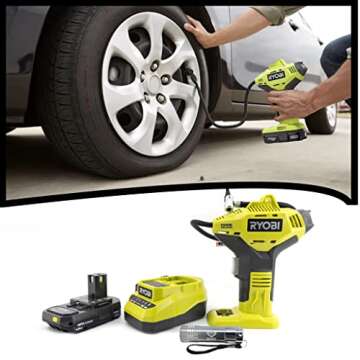 Ryobi P737D Tire Inflator Bundle with Battery and Light