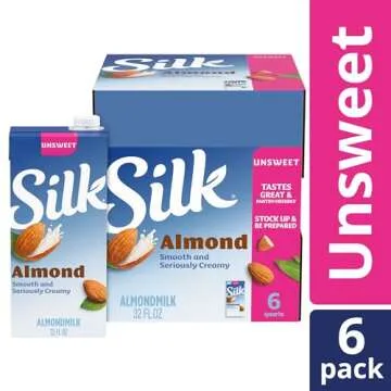 Silk Unsweetened Almond Milk - Pack of 6 Non-GMO