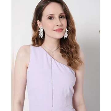 Canboer Vintage Silver Rhinestone Statement Earrings Retro Fancy Crystal Cluster Drop Dangle Earrings for Women Prom