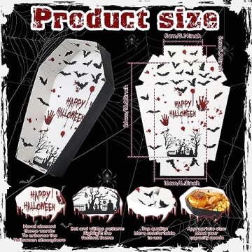 Halloween Coffin Paper Trays Spooky Goth Snack Bowls