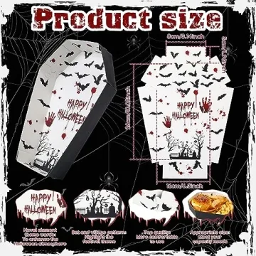 Halloween Coffin Paper Trays Spooky Goth Snack Bowls