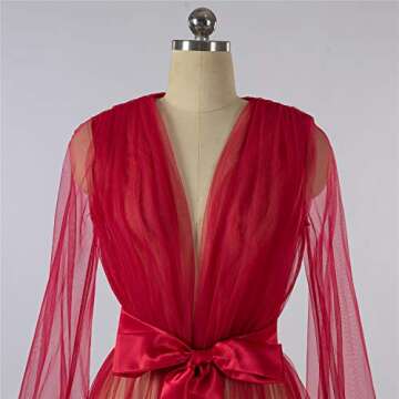 Sexy Tulle Bathrobe for Women Wedding Scarf Illusion Lingerie Long Maternity Photoshoot Nightgown Pink Wedding Robe