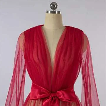 Sexy Tulle Bathrobe for Women Wedding Scarf Illusion Lingerie Long Maternity Photoshoot Nightgown Pink Wedding Robe