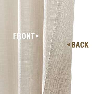 jinchan Beige Linen Textured Curtains 72 Inch Long 2 Panels for Living Room Bedroom Grommet Top Light Filtering Window Drapes for Bedroom Heathered Beige