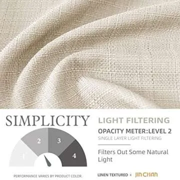 jinchan Beige Linen Textured Curtains 72 Inch Long 2 Panels for Living Room Bedroom Grommet Top Light Filtering Window Drapes for Bedroom Heathered Beige