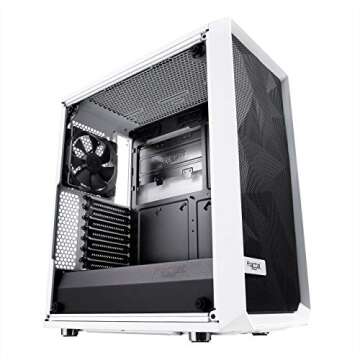 Fractal Design Meshify C - Compact Mid Tower Computer Case - Airflow/Cooling - 2X Fans Included - PSU Shroud - Modular Interior - Water-Cooling Ready - USB3.0 - Tempered Glass Side Panel - White