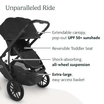 UPPAbaby Travel System, Includes Vista V2 Stroller + Mesa V2 Car Seat Combo/Bassinet, Toddler Seat, Rain Shield, Storage Bag, Car Seat, Base + Robust Infant Insert Included/Jake (Charcoal)
