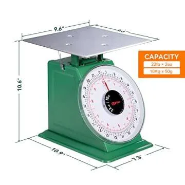 Tada 22-LBS Heavy Duty Portion-Control Mechanical Kitchen and Food Scale Industrial Dial Scale with Stainless Steel Platform