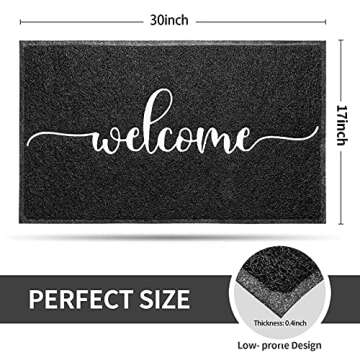 Downshifting Door Mat (30"x17",Black), Durable Welcome Mat Low Profile Floor Mat Non Slip Rugs, Indo...