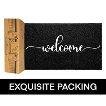Downshifting Door Mat (30"x17",Black), Durable Welcome Mat Low Profile Floor Mat Non Slip Rugs, Indoor Outdoor Door Rug Easy to Clean Entry Rugs for Entryway Patio, High Traffic Areas