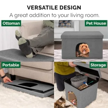 Furhaven Cozy Pet House & Ottoman for Cats & Dogs