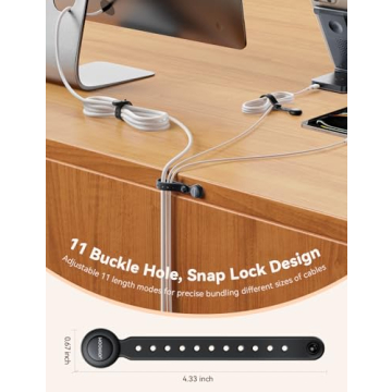 12PCS Silicone Magnetic Cable Ties with Magnet for Organizing,JOYROOM Elastic Cable Management Ties Reusable Cord Ties Adjustable bundled Size with11 Buckle hole,Cable Organizer for Home,Office(Black)