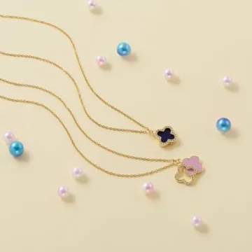 Fviswiak Clover Necklace 14K Gold Plated Trendy Jewelry