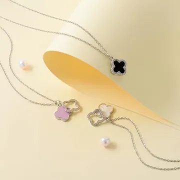 Fviswiak Clover Necklace 14K Gold Plated Trendy Jewelry