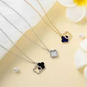 Fviswiak Clover Necklace 14K Gold Plated Trendy Jewelry