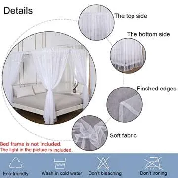 Elegant Akiky Princess Canopy Bed Curtains with Lights