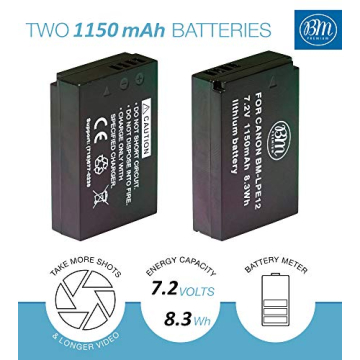 BM Premium LP-E12 Batteries & USB Charger for Canon Cameras