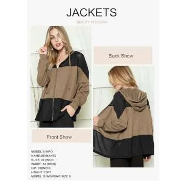 Dokotoo Waffle Knit Oversized Hoodies for Womens 2024 Zip Up Drawstring Tops Christmas Outfits Cute Fall Outfits Casual Trendy Clothing Lightweight Jackets,Khaki Small