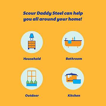 Scrub Daddy Steel Scour Pads - Scour Daddy Steel - Stainless Steel Scouring Pads for Dishes, Pots, Pans and Grill, Scrubbers for Kitchen and Bathroom, Soft in Warm Water, Firm in Cold - 2ct