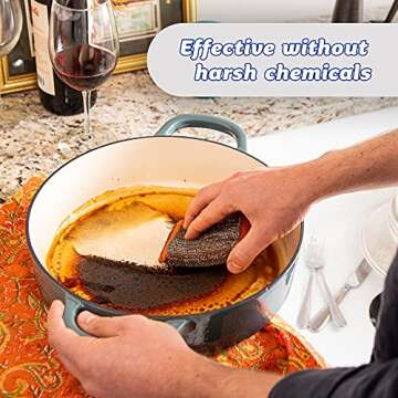 Scrub Daddy Steel Scour Pads - Scour Daddy Steel - Stainless Steel Scouring Pads for Dishes, Pots, Pans and Grill, Scrubbers for Kitchen and Bathroom, Soft in Warm Water, Firm in Cold - 2ct