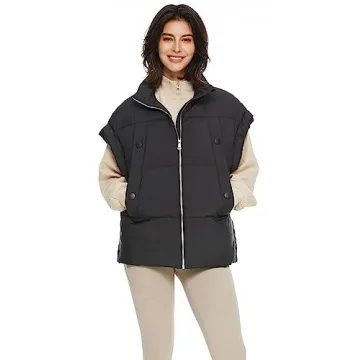 Orolay Women's Fashionable Quilted Puffer Vest Black Medium