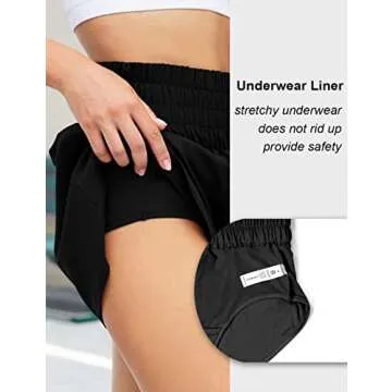 Blooming Jelly Women's High Waisted Running Shorts Athletic Active Workout Shorts with Zipper Pocket (Medium, Black)