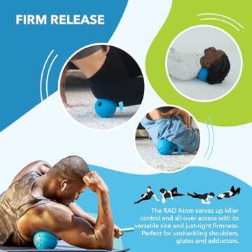 RAD Atom Myofascial Release Ball - Extra Firm Therapy Ball for Back Pain, Shoulders, Glutes, Hamstring, Traps & Pecs - Deep Tissue Quad Massager - Pressure Point Ball, Yoga Ball, Mobility Ball