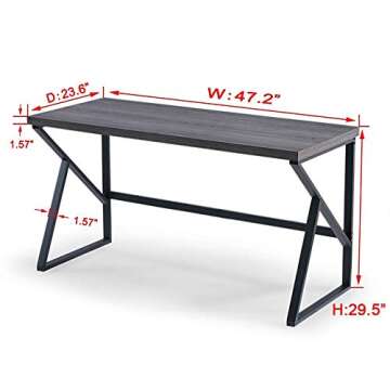 HSH Home Office Desk, Industrial Metal Wood Computer Desk for PC Laptop Work Writing Study Gaming in...