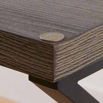 HSH Home Office Desk, Industrial Metal Wood Computer Desk for PC Laptop Work Writing Study Gaming in Bedroom Living Room, Dark Gray Oak, 47 Inch