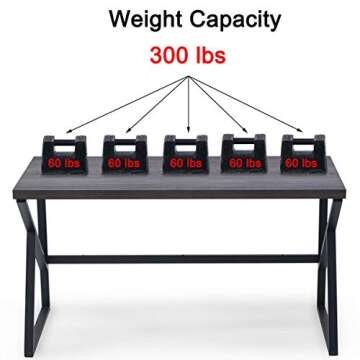 HSH Home Office Desk, Industrial Metal Wood Computer Desk for PC Laptop Work Writing Study Gaming in Bedroom Living Room, Dark Gray Oak, 47 Inch