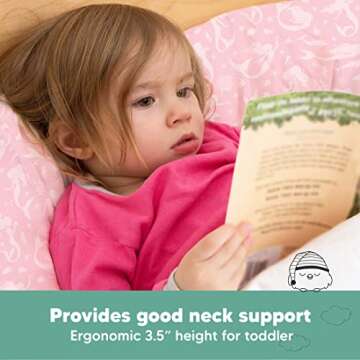 Toddler Pillow with Pillowcase - 13x18 My Little Dreamy Kids Travel Bed Pillows for Sleeping, Organic Cotton Small Pillowcase, Soft & Breathable, Machine Washable, Toddlers 2-5 Years Old (Mermaid)