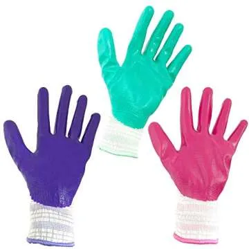 ArtAK Gardening Gloves for Women - 3 Pairs, Lightweight & Breathable, Nitrile Coating, Flexible & Protective, Machine Washable