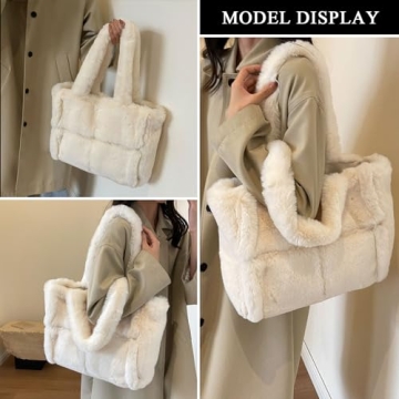 Extolove Furry Tote Bag - Trendy Winter Purse for Women