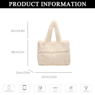 Extolove Furry Tote Bag - Trendy Winter Purse for Women