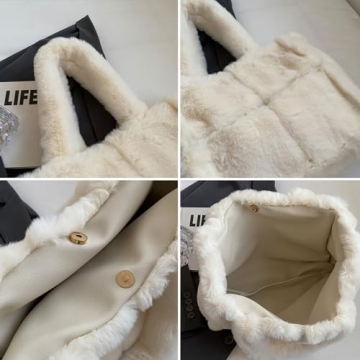 Extolove Furry Tote Bag - Trendy Winter Purse for Women