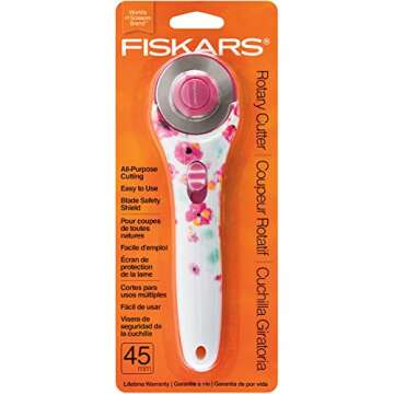 Fiskars Pink Floral Designer Stick Rotary Cutter, 45mm (197952-1008)