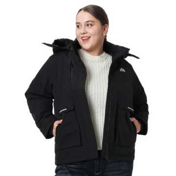 MOERDENG Women's Plus Size Waterproof Winter Coat Windproof Ski Jacket Hooded Snowboarding Jackets
