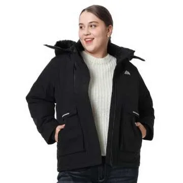 MOERDENG Women's Plus Size Waterproof Winter Coat Windproof Ski Jacket Hooded Snowboarding Jackets