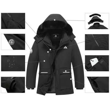 MOERDENG Women's Plus Size Waterproof Winter Coat Windproof Ski Jacket Hooded Snowboarding Jackets