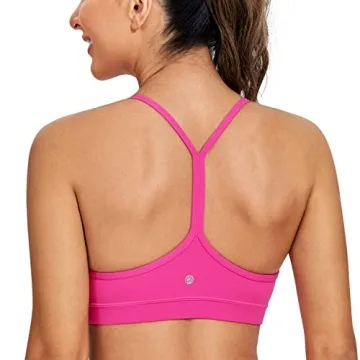 CRZ YOGA Butterluxe Women's Y Back Sports Bra - Padded Racerback Low Impact Spaghetti Thin Strap Wor...