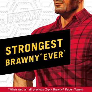 Brawny® Tear-A-Square® Paper Towels, 6 Double Rolls = 12 Regular Rolls